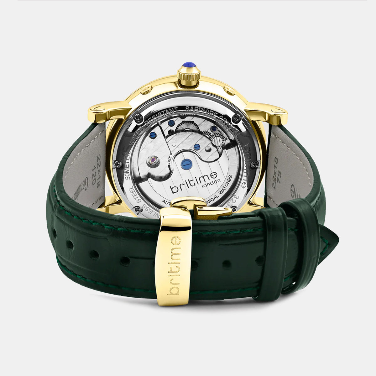 Motion Men Automatic Green Dial Multi-Function Leather Watch 323-L21412