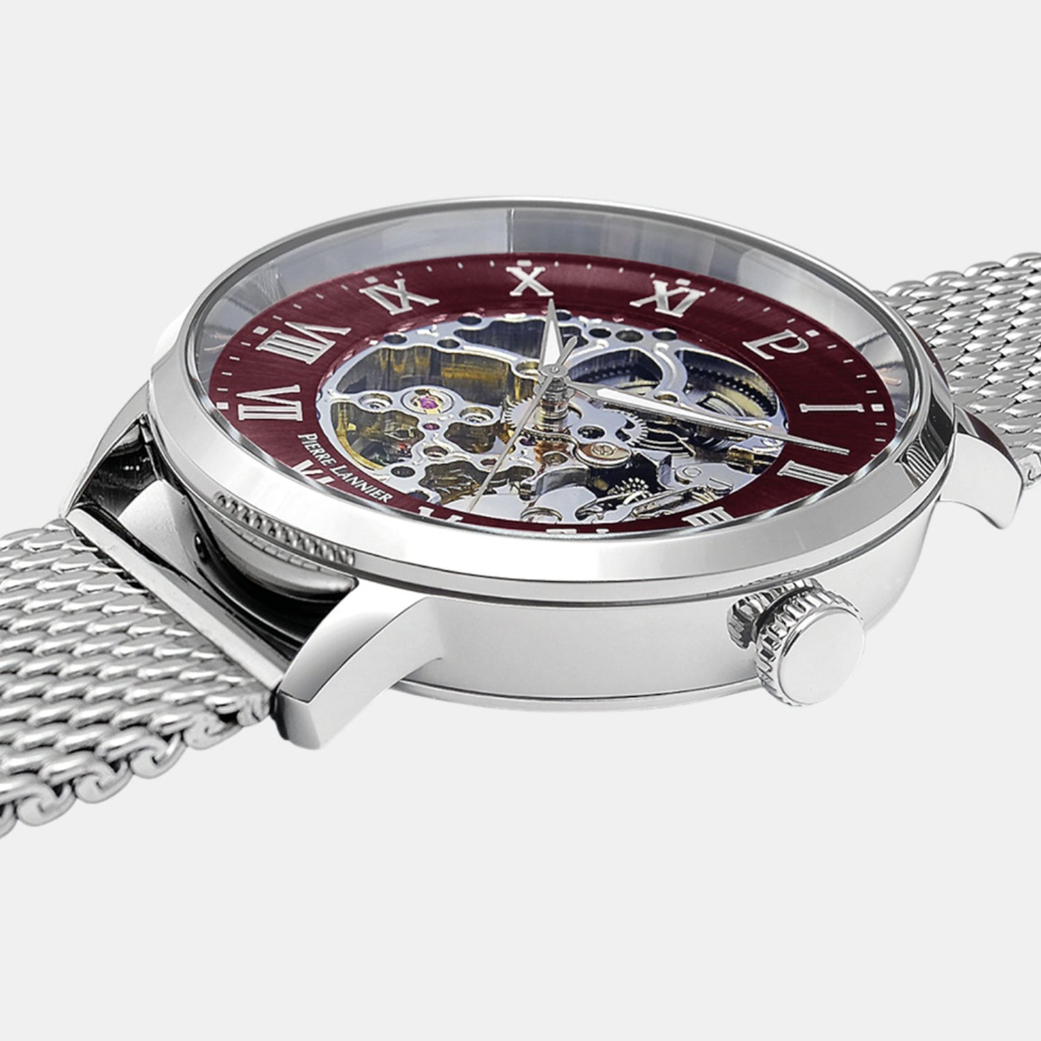 Automatic Men Automatic Burgundy Dial Analog Stainless Steel Watch 323D151