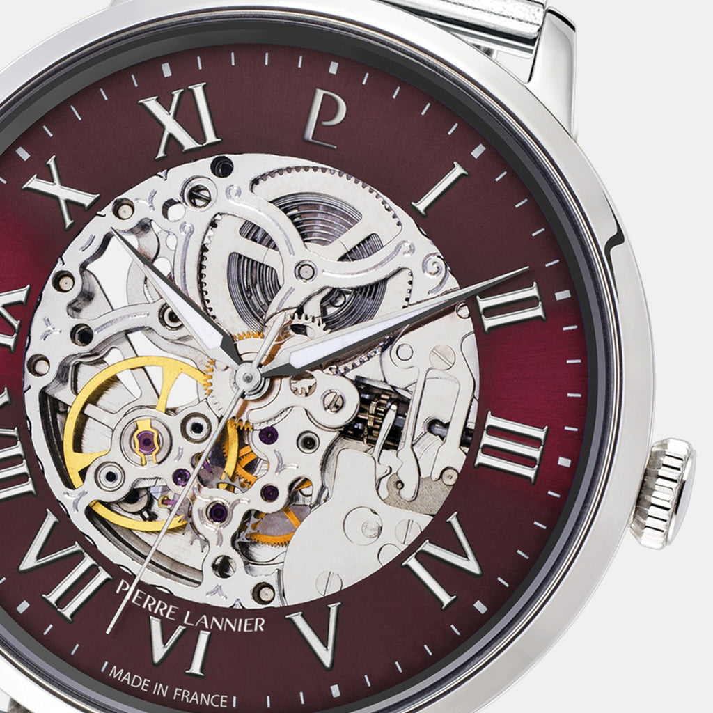 Automatic Men Automatic Burgundy Dial Analog Stainless Steel Watch 323D151