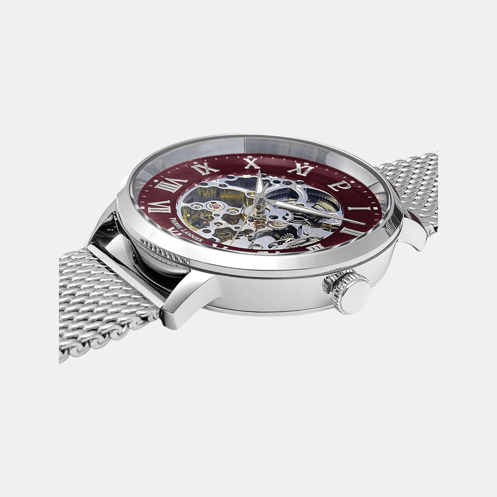 Men Automatic Burgundy Dial Analog Mesh Watch 323D151