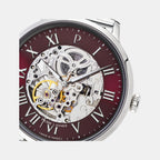 Men Automatic Burgundy Dial Analog Mesh Watch 323D151