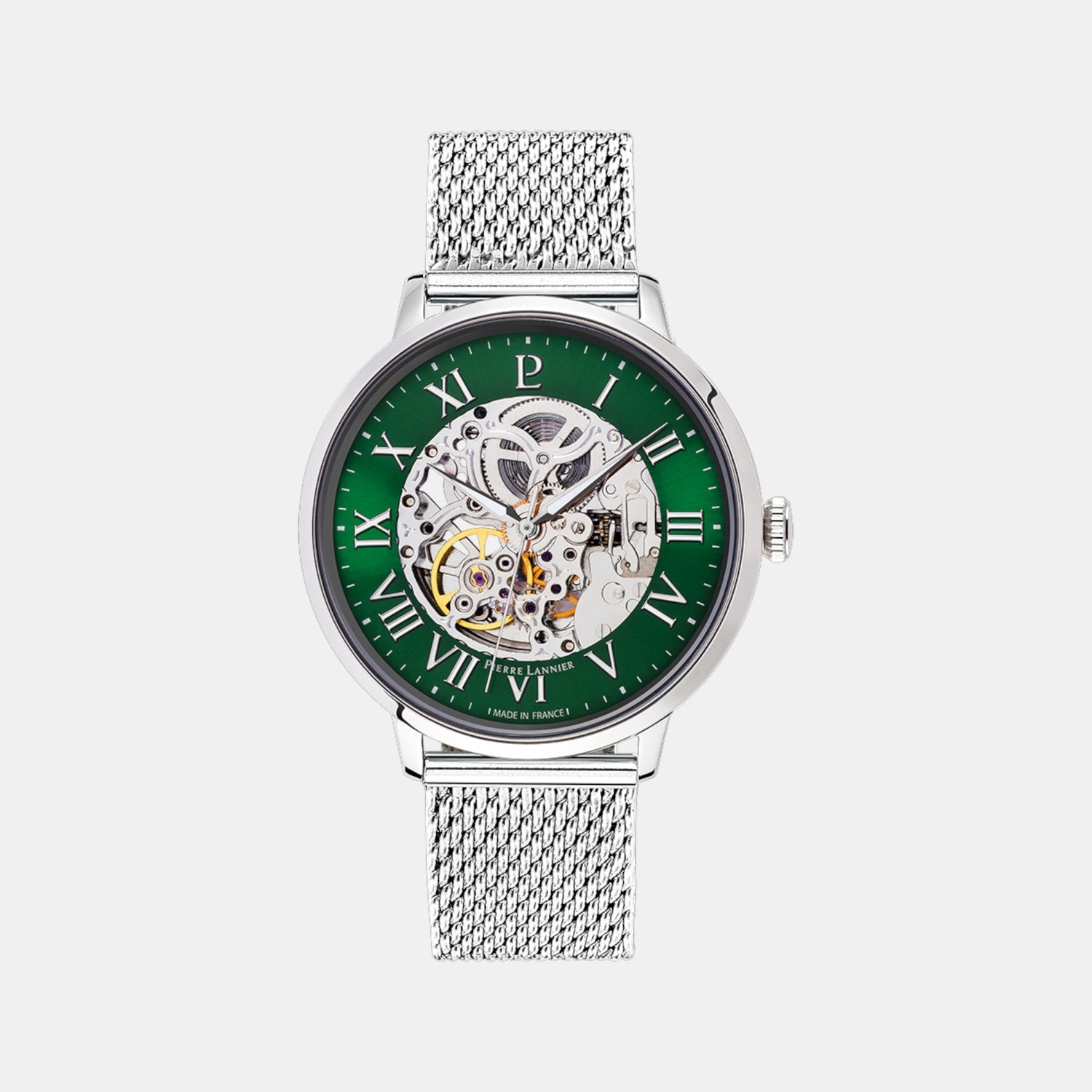 Men Automatic Green Dial Analog Mesh Watch 323D171