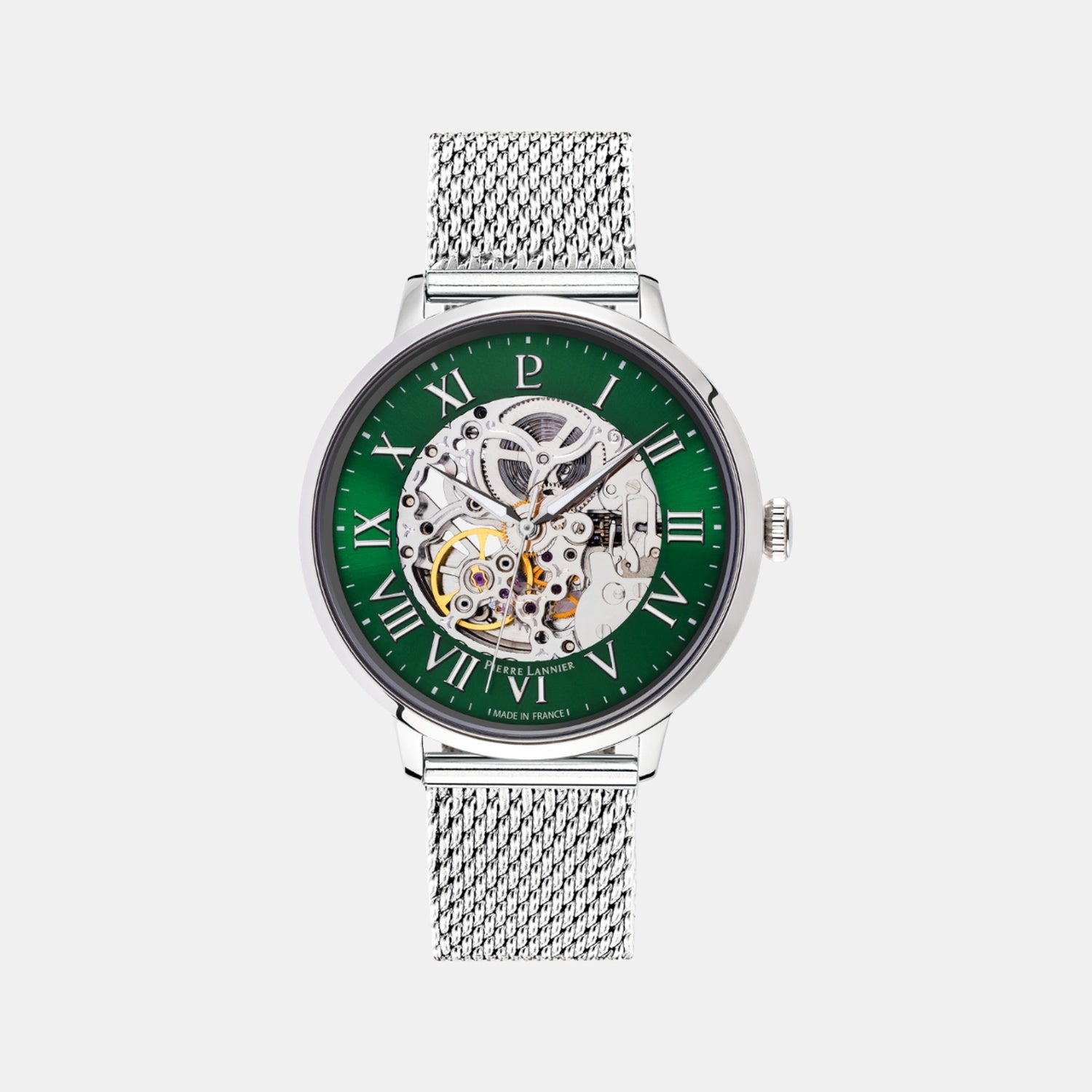 Men Automatic Green Dial Analog Mesh Watch 323D171