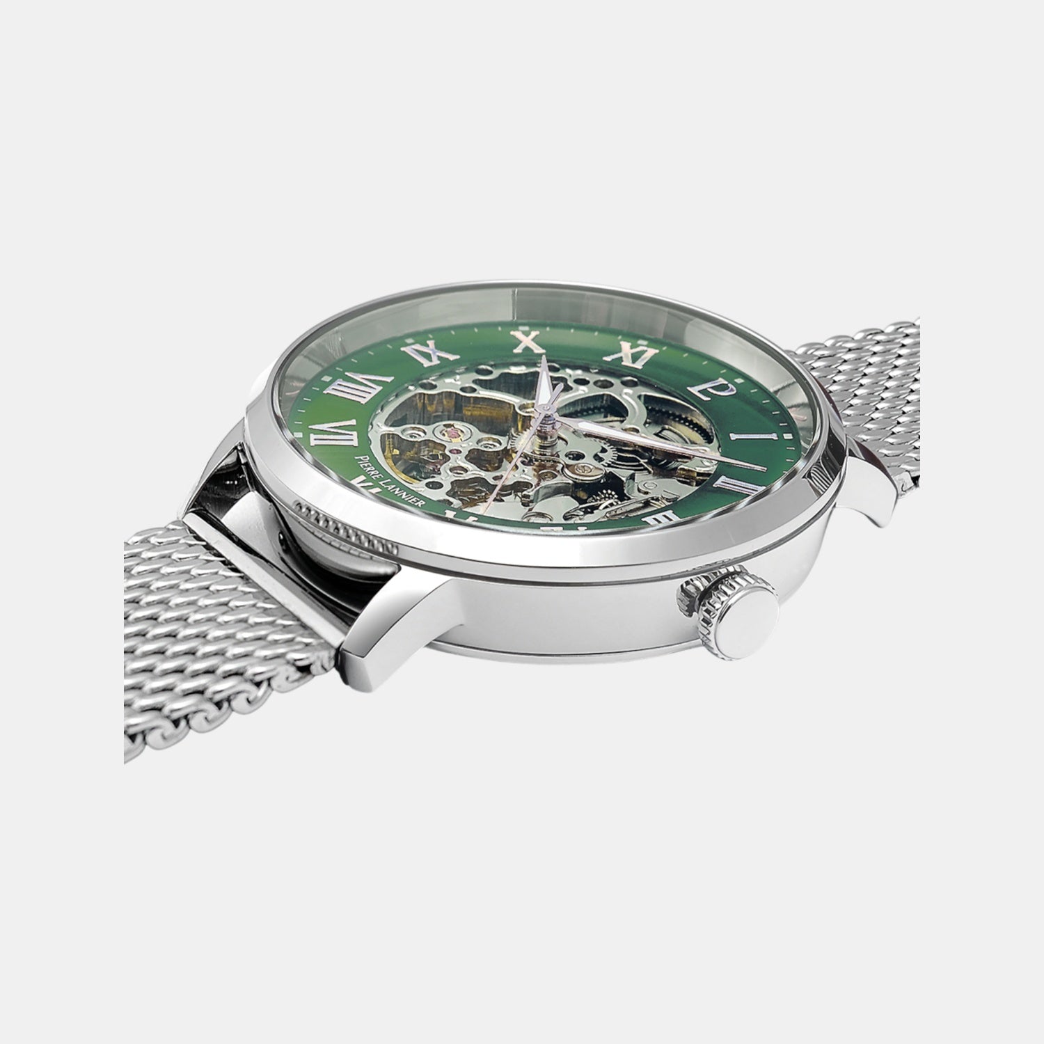 Men Automatic Green Dial Analog Mesh Watch 323D171