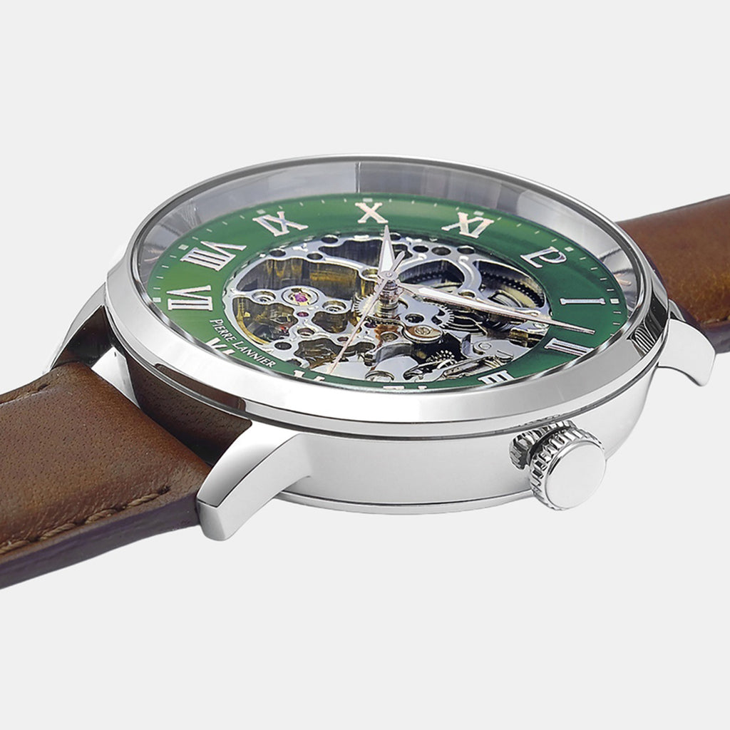 Automatic Men Automatic Green Dial Analog Leather Watch 323D174