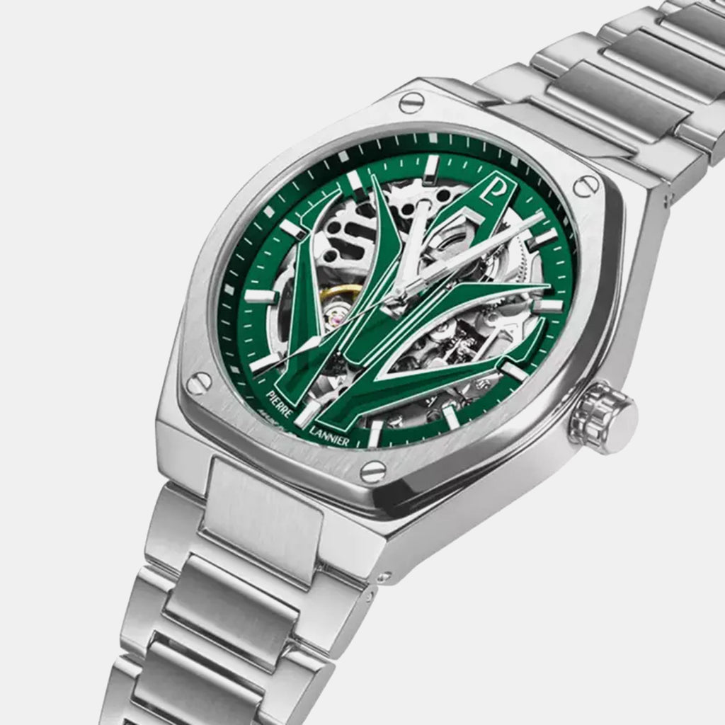 Women Automatic Green Dial Analog Leather Watch 324D171