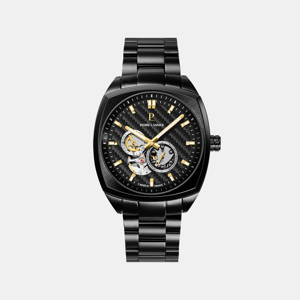 Arcadius Men Automatic Black Dial Analog Stainless Steel Watch 329G439