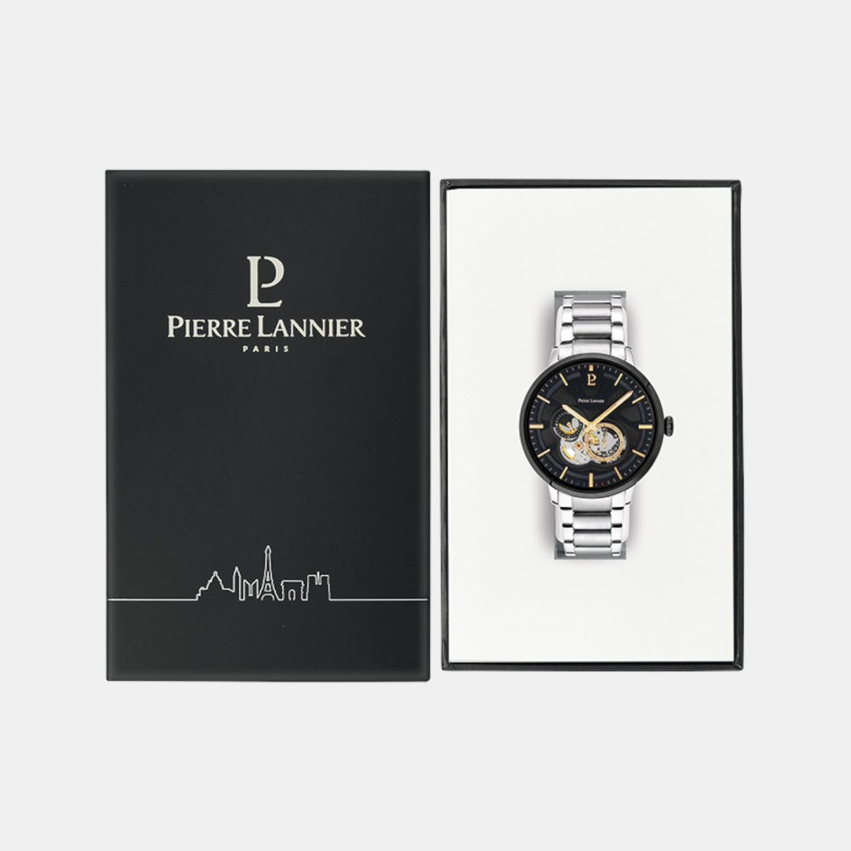 Pierre Lannier Trio Men Automatic Black Dial Analog Stainless Steel Watch 331H131-5