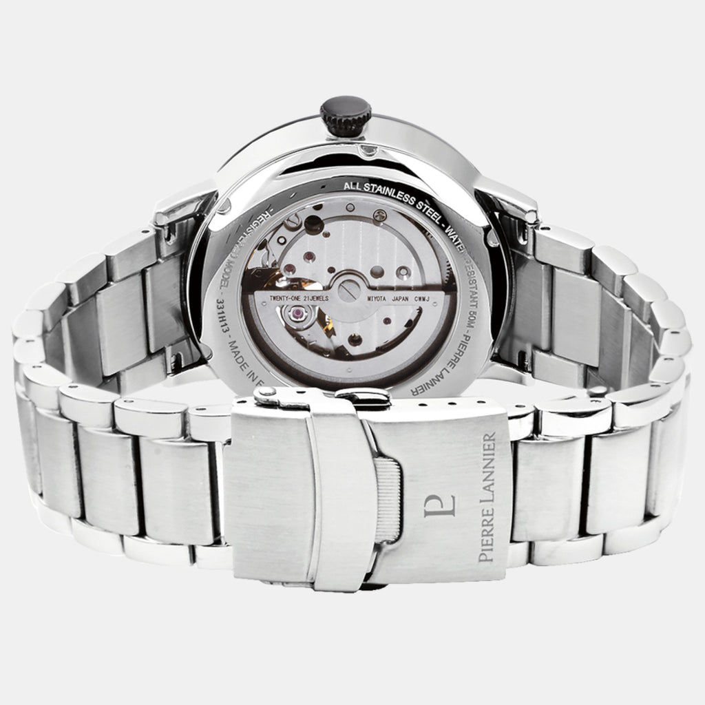 Pierre Lannier Trio Men Automatic Black Dial Analog Stainless Steel Watch 331H131-4