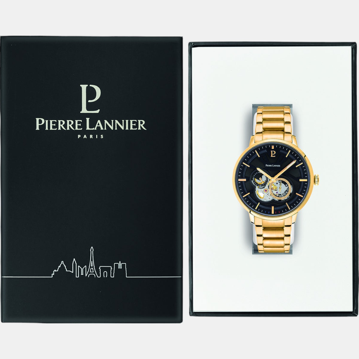 Pierre Lannier Trio Men Automatic Black Dial Analog Stainless Steel Watch 333D032-4