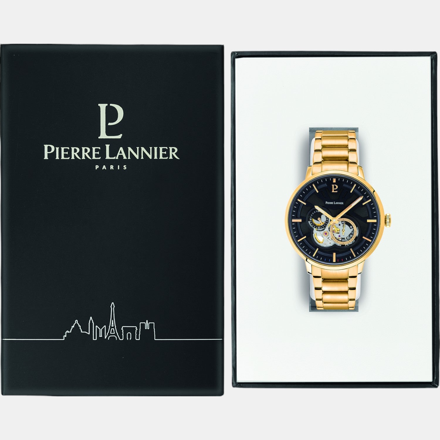 Pierre Lannier Trio Men Automatic Black Dial Analog Stainless Steel Watch 333D032-4