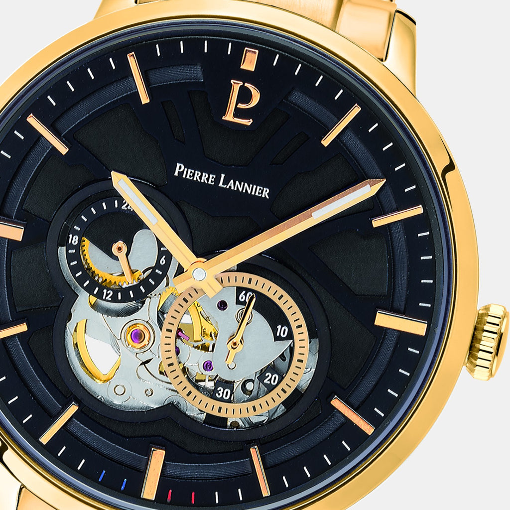 Pierre Lannier Trio Men Automatic Black Dial Analog Stainless Steel Watch 333D032-3