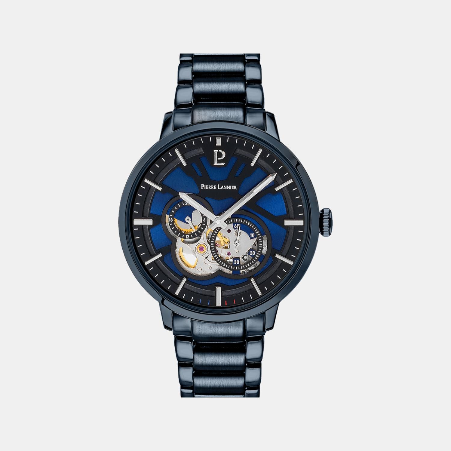 Pierre Lannier Trio Men Automatic Blue Dial Analog Stainless Steel Watch 333D469-1