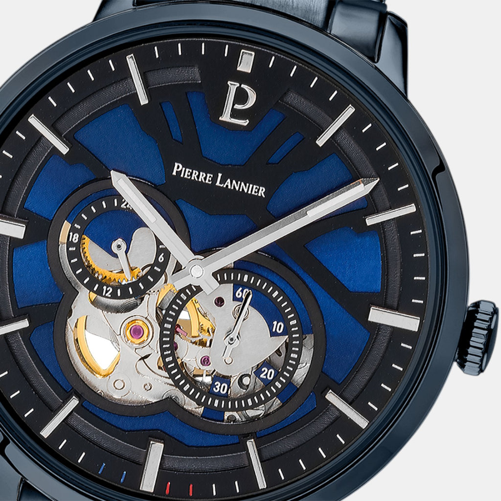 Pierre Lannier Trio Men Automatic Blue Dial Analog Stainless Steel Watch 333D469-2