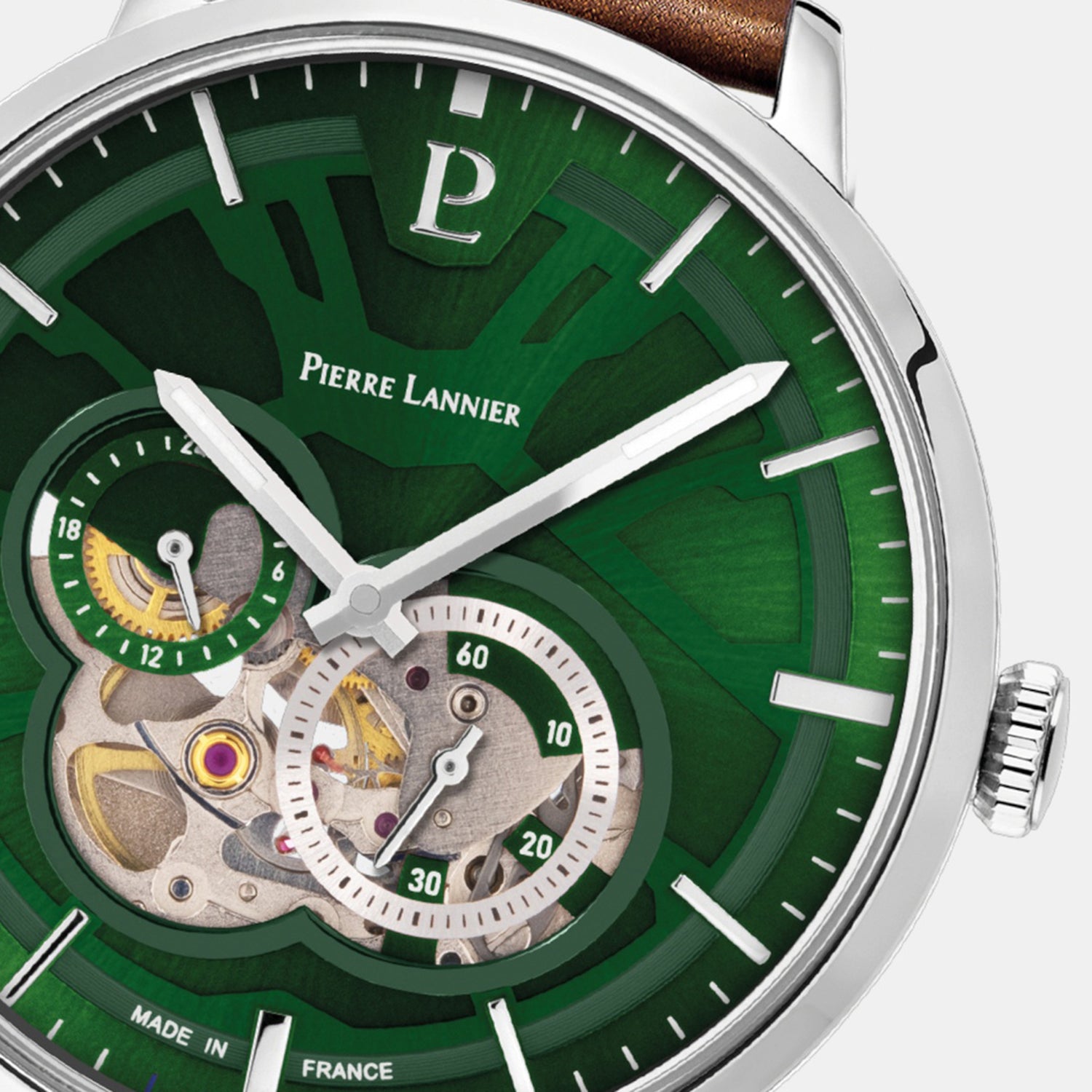 Trio Men Automatic Green Dial Analog Leather Watch 334B174