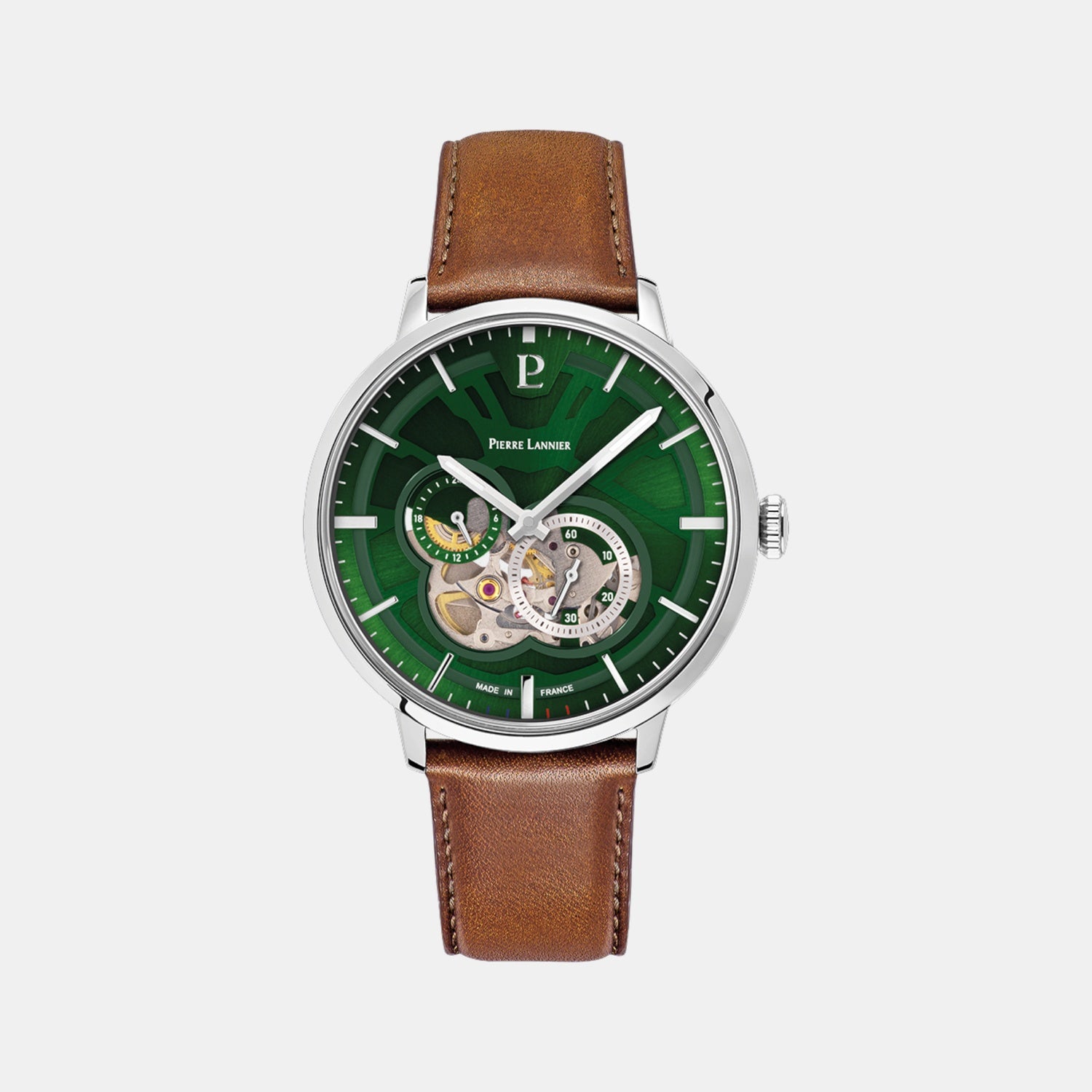 Trio Men Automatic Green Dial Analog Leather Watch 334B174