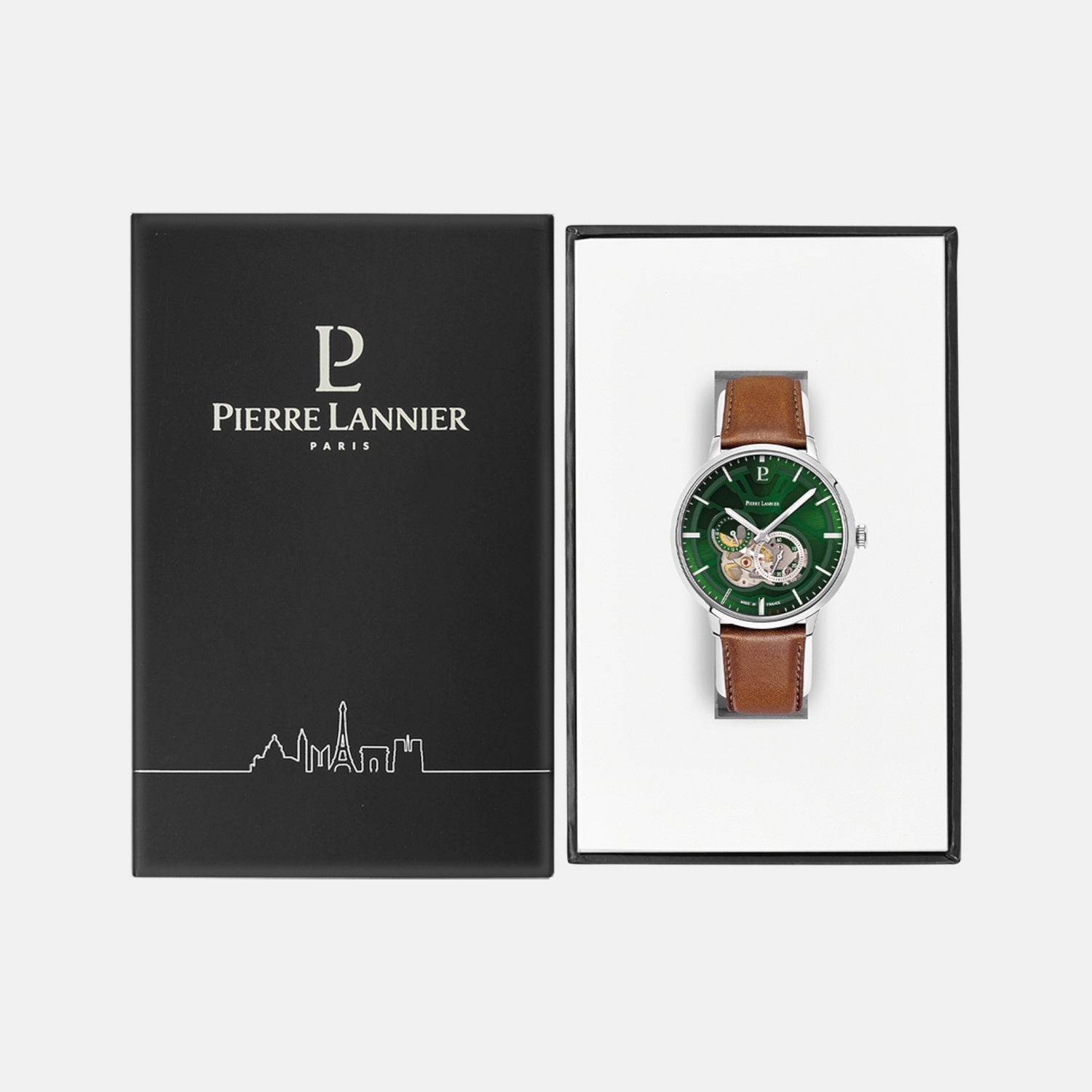 Trio Men Automatic Green Dial Analog Leather Watch 334B174