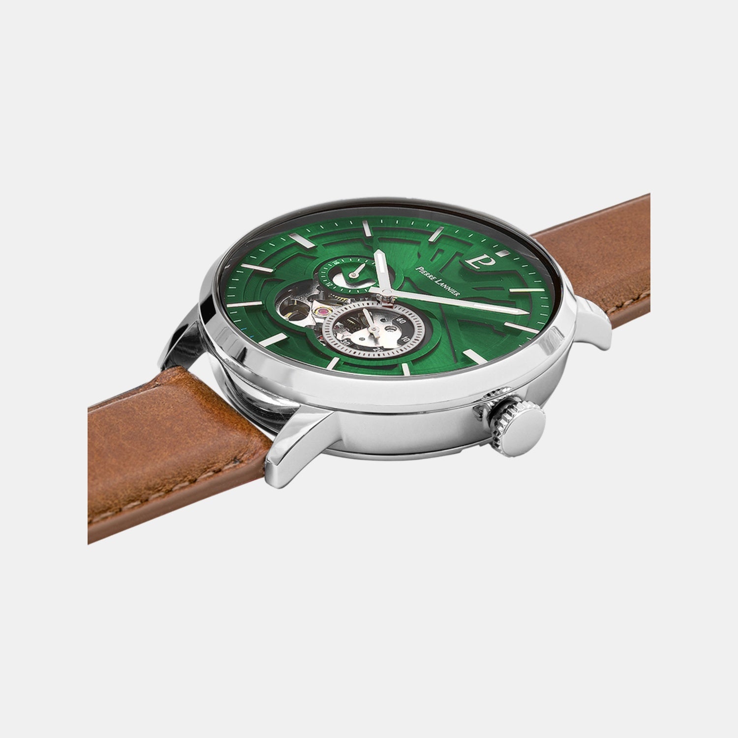 Trio Men Automatic Green Dial Analog Leather Watch 334B174