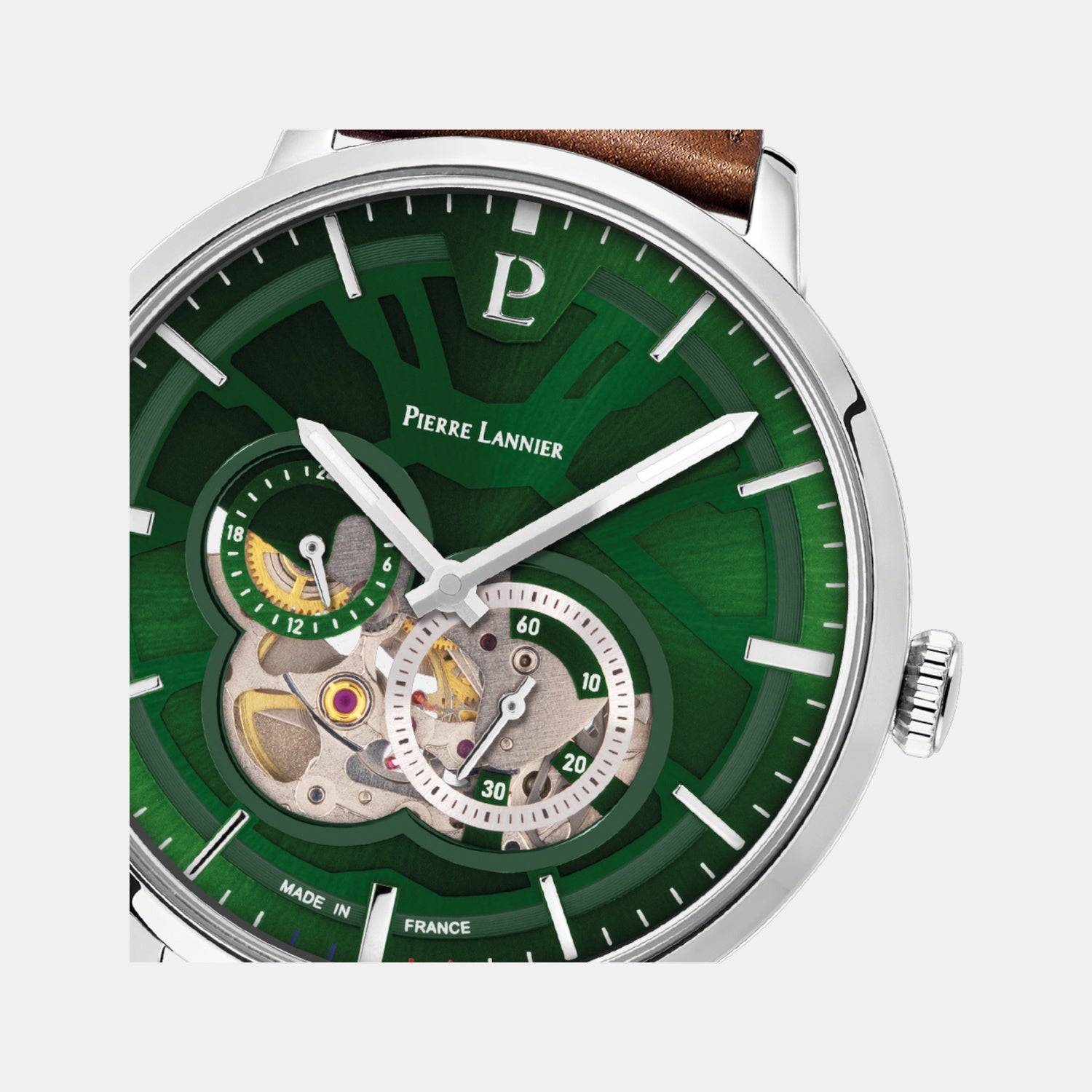 Trio Men Automatic Green Dial Analog Leather Watch 334B174