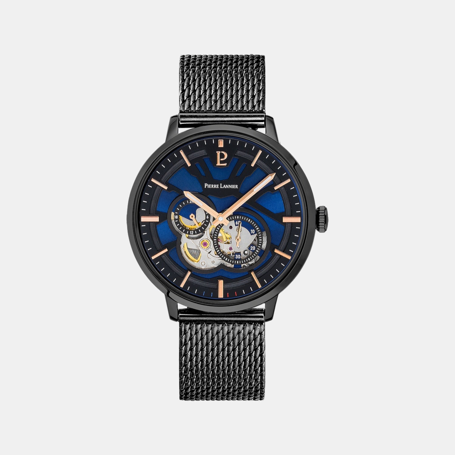 Trio Men Automatic Blue Dial Analog Stainless Steel Watch 335B469