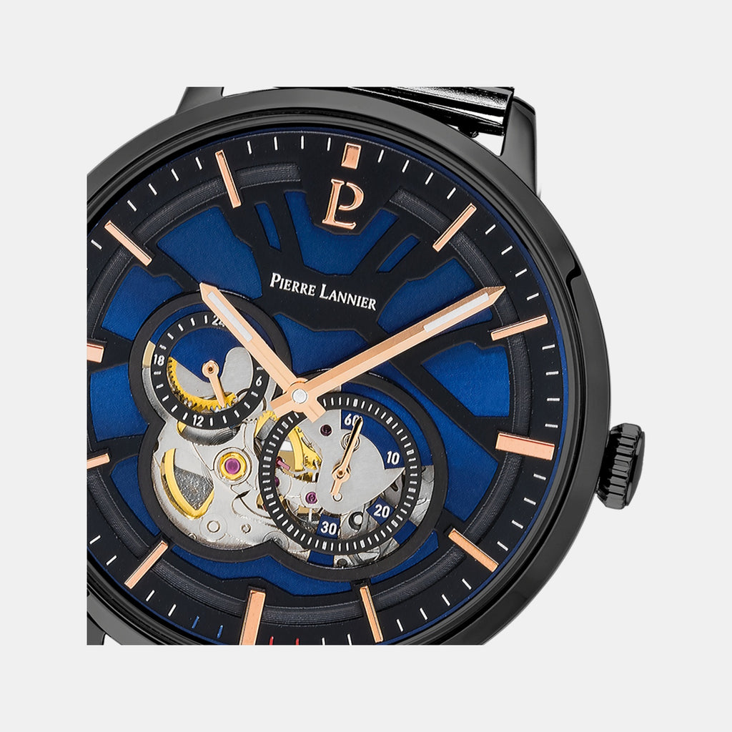 Trio Men Automatic Blue Dial Analog Stainless Steel Watch 335B469