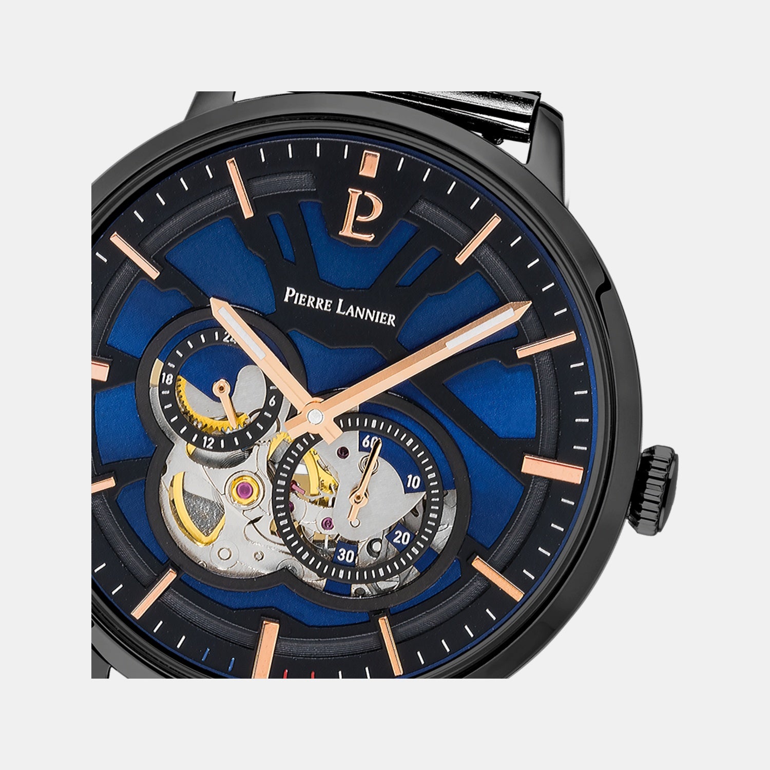 Trio Men Automatic Blue Dial Analog Stainless Steel Watch 335B469