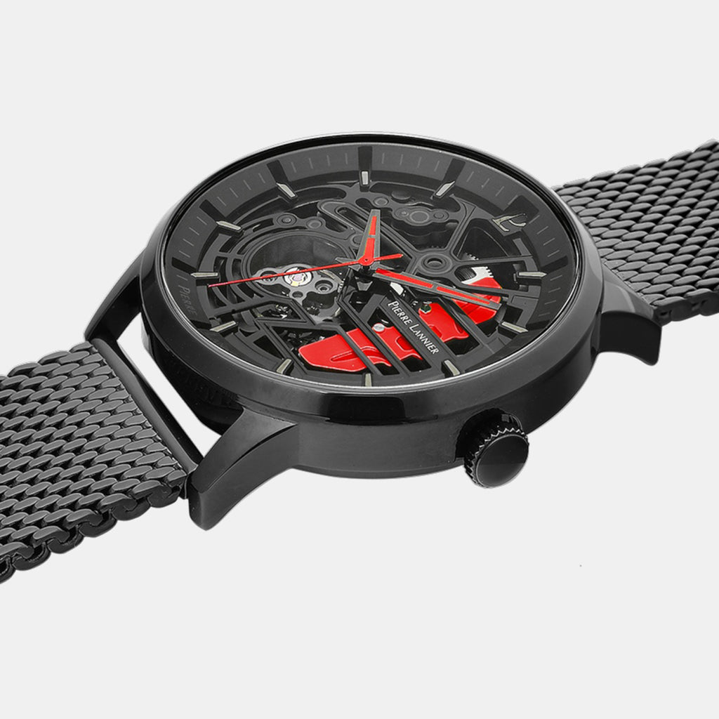 Paddock Men Automatic Black Dial Analog Stainless Steel Watch 338A439