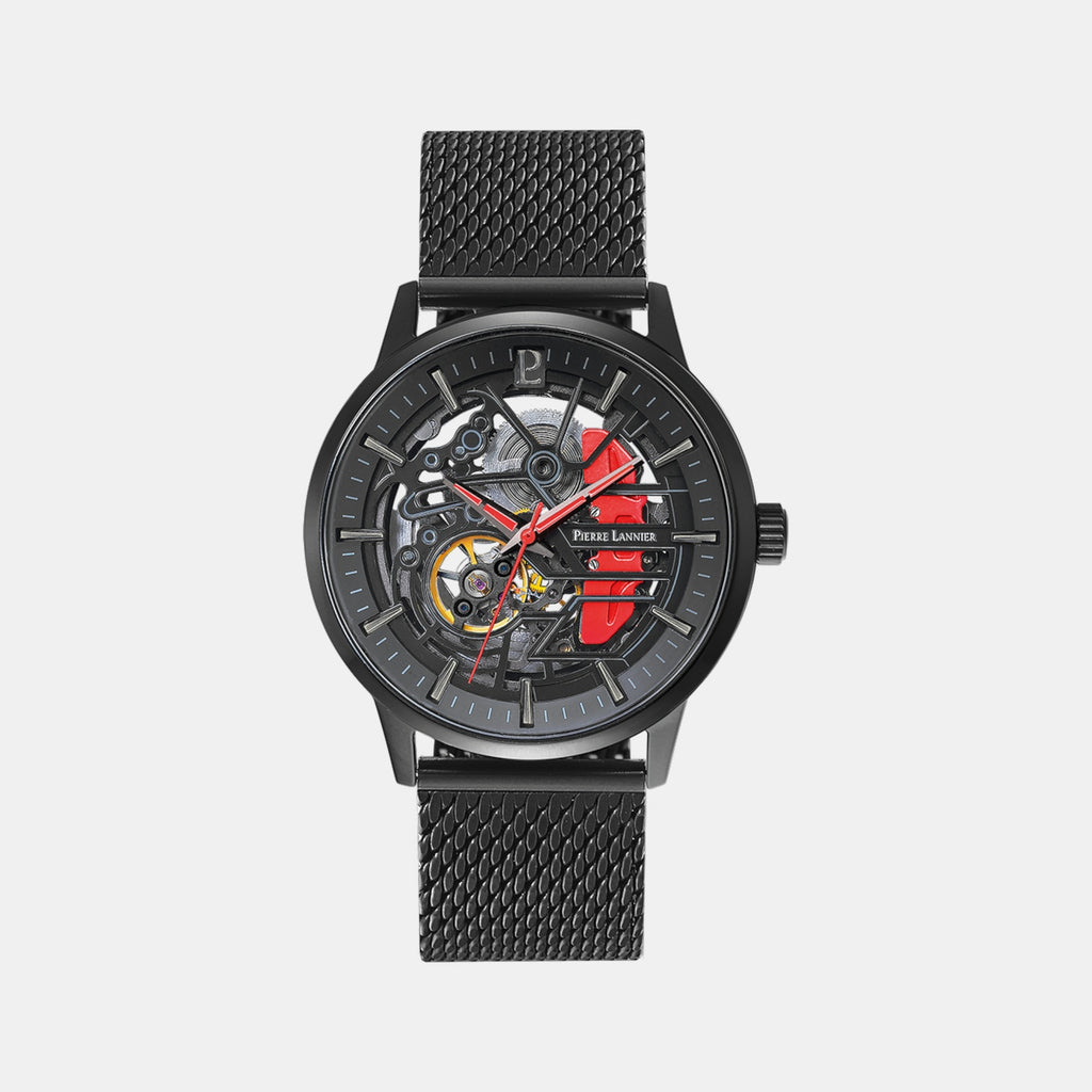 Paddock Men Automatic Black Dial Analog Stainless Steel Watch 338A439