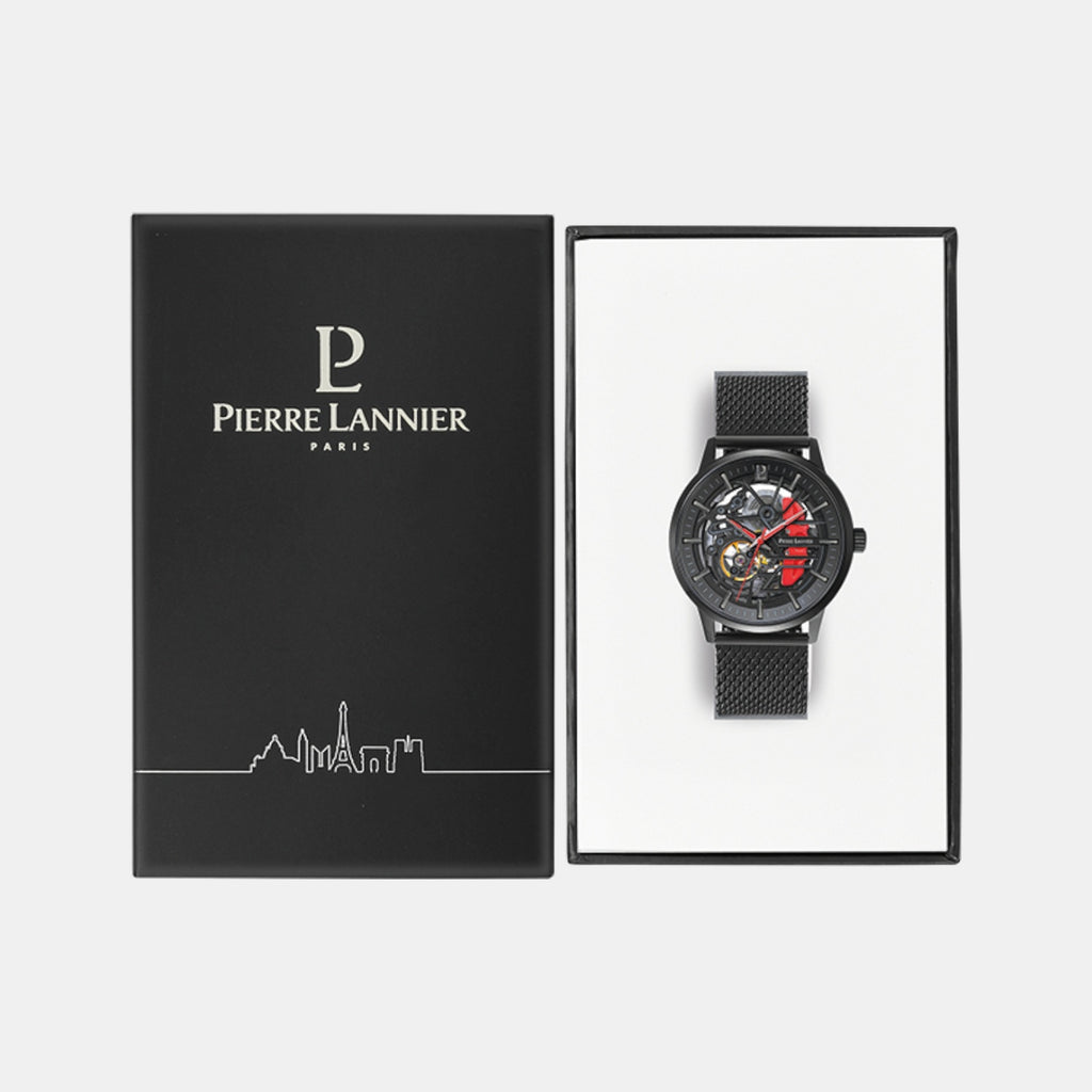 Paddock Men Automatic Black Dial Analog Stainless Steel Watch 338A439