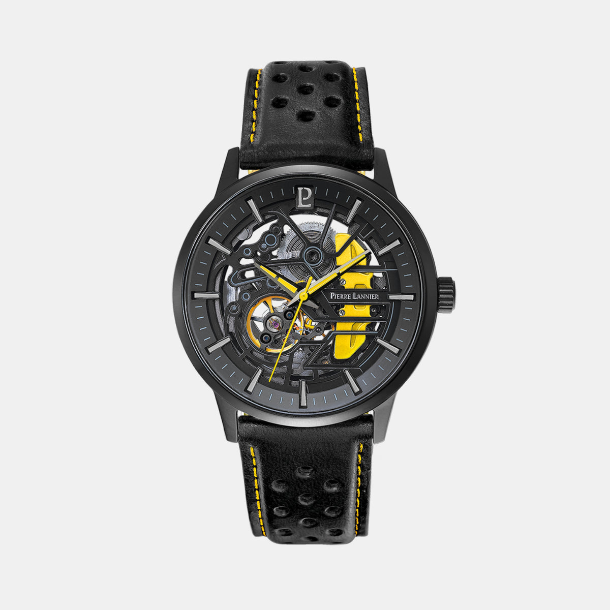 Pierre Lannier Paddock Men Automatic Black Dial Analog Leather Watch 338A443-1