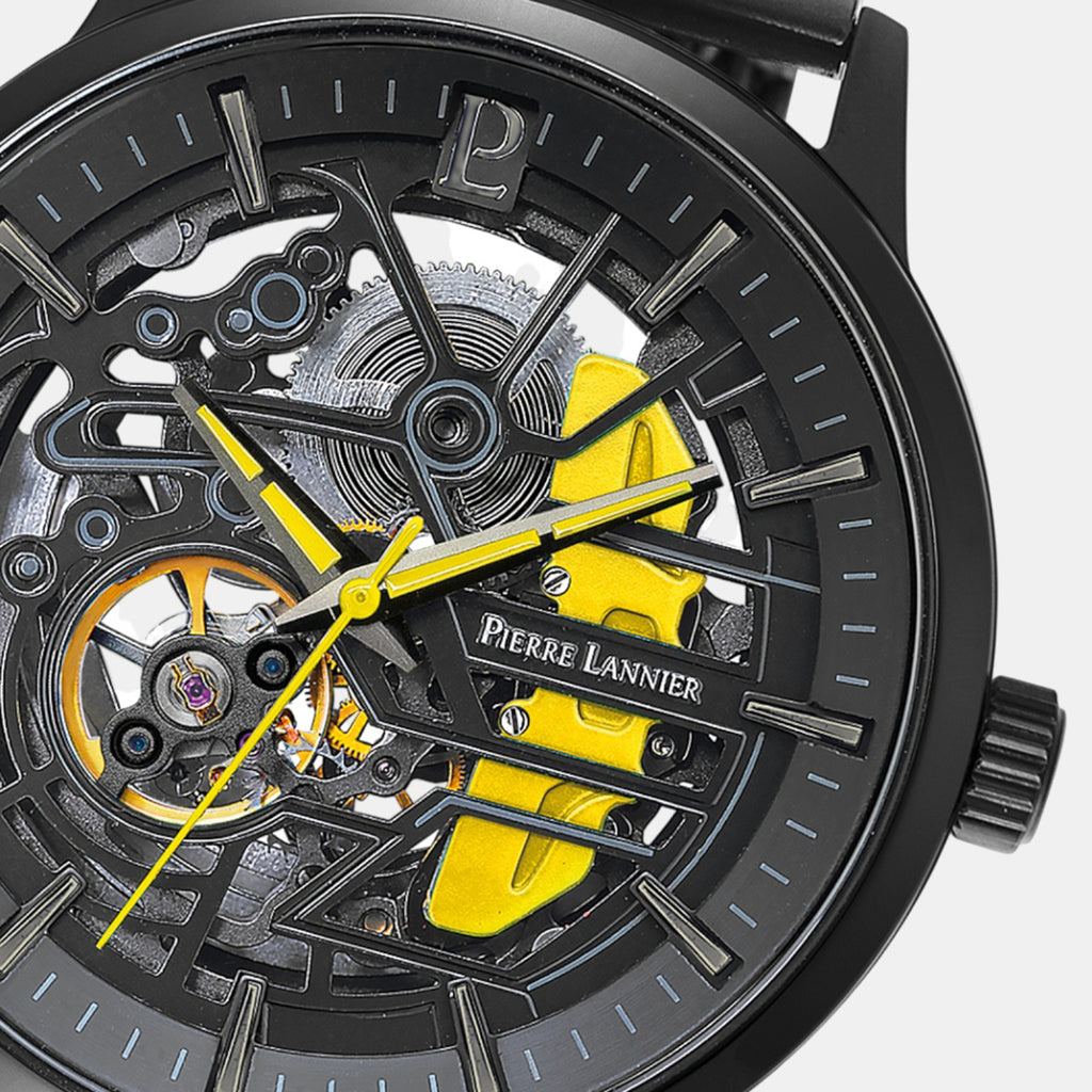 Paddock Men Automatic Black Dial Analog Stainless Steel Watch 338A449