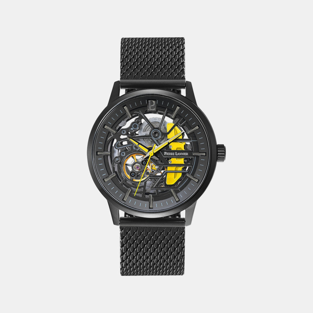 Paddock Men Automatic Black Dial Analog Stainless Steel Watch 338A449