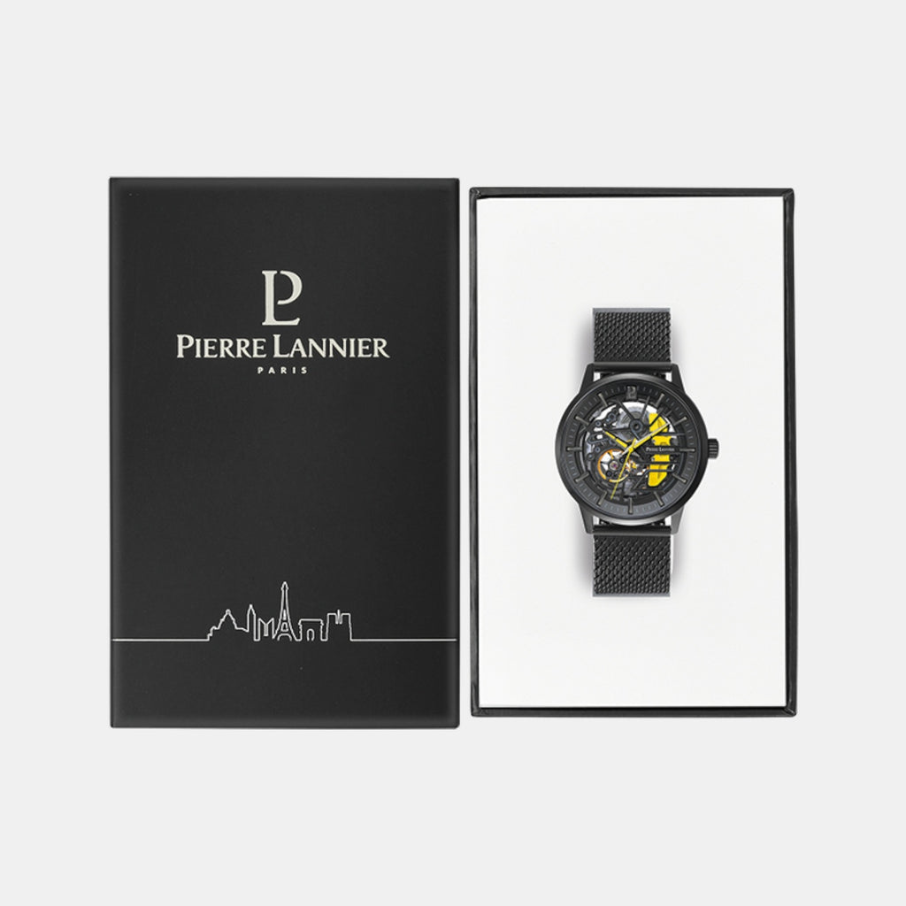 Paddock Men Automatic Black Dial Analog Stainless Steel Watch 338A449