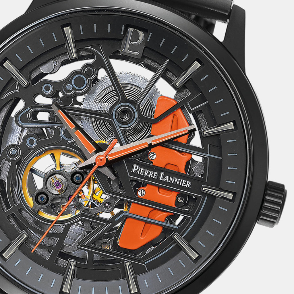 Paddock Men Automatic Black Dial Analog Stainless Steel Watch 338A459