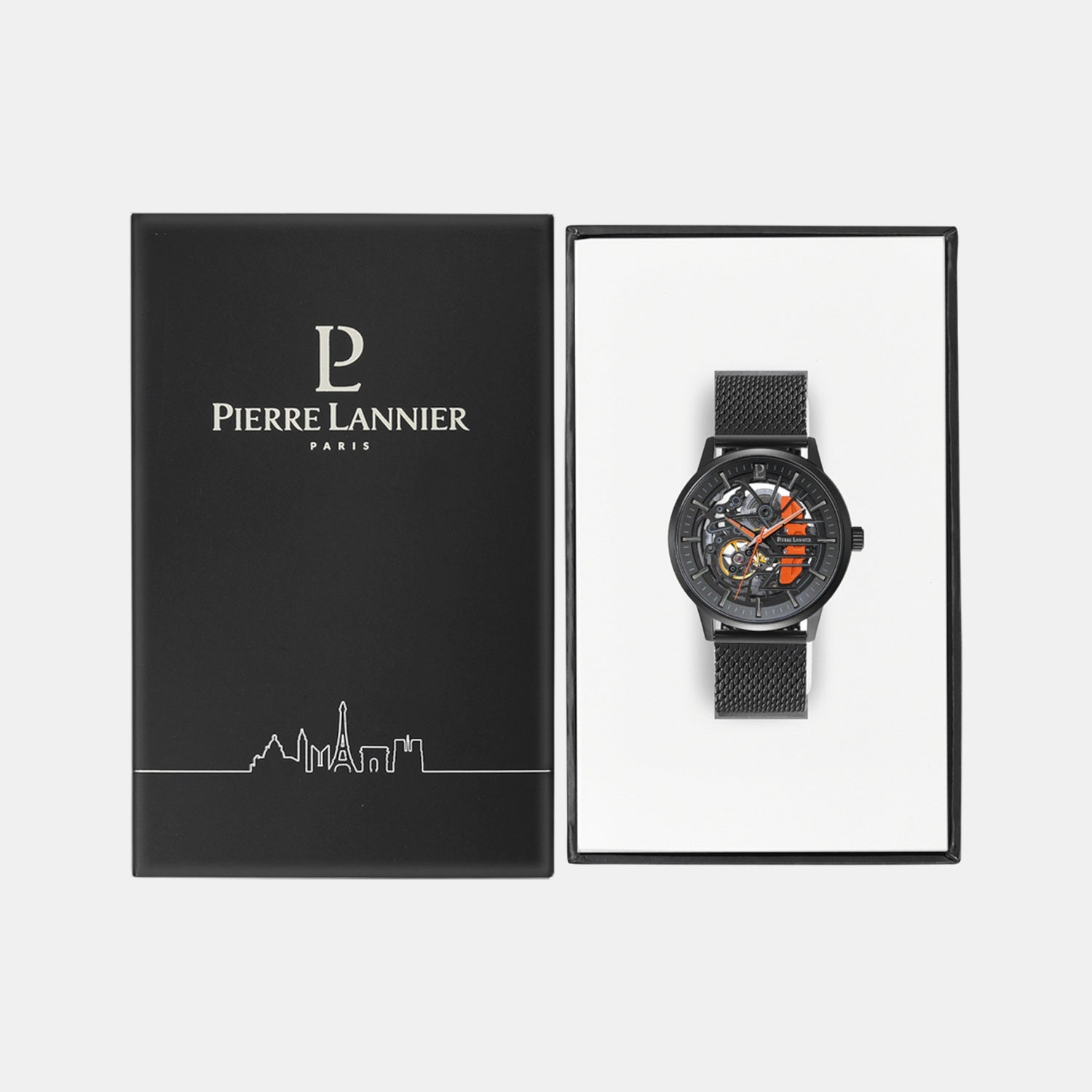 Paddock Men Automatic Black Dial Analog Mesh Watch 338A459