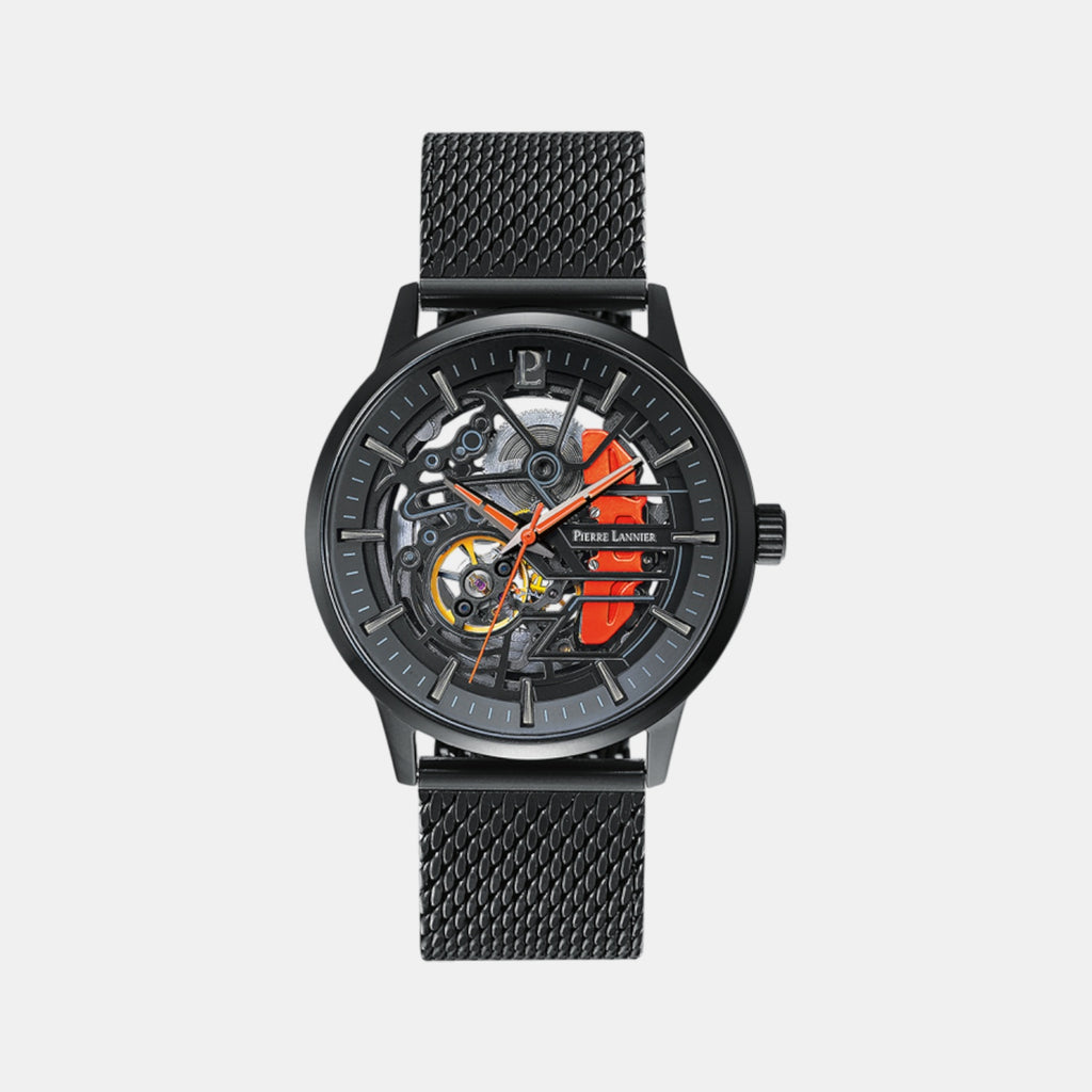 Paddock Men Automatic Black Dial Analog Stainless Steel Watch 338A459