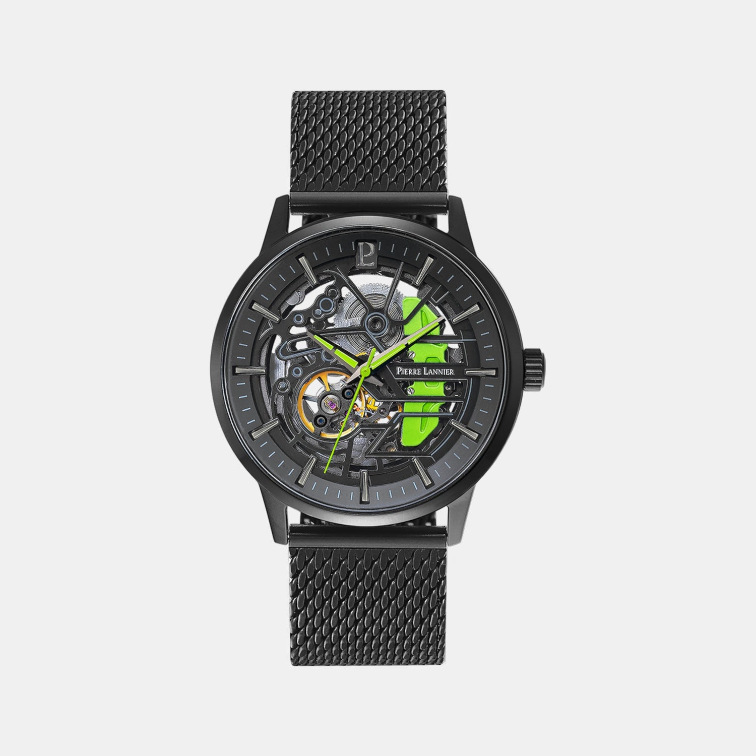 Paddock Men Automatic Black Dial Analog Mesh Watch 338A469