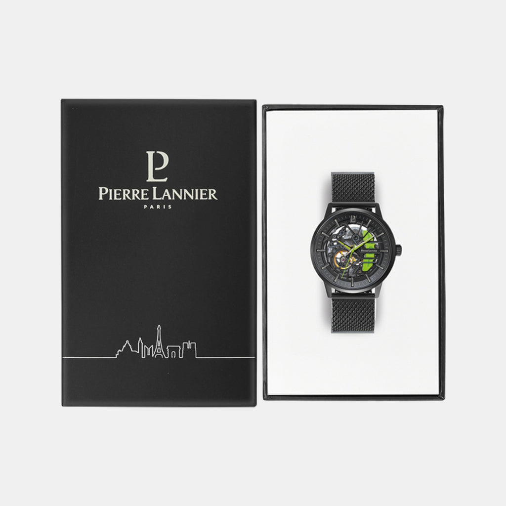 Paddock Men Automatic Black Dial Analog Stainless Steel Watch 338A469