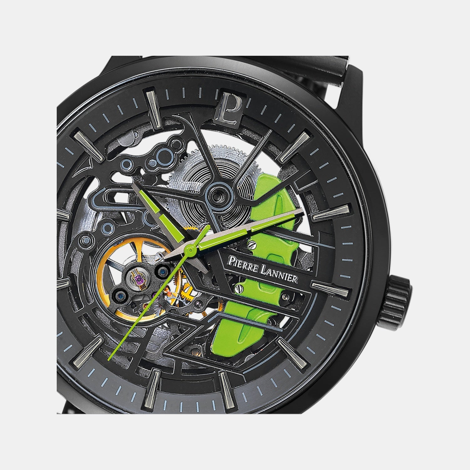 Paddock Men Automatic Black Dial Analog Mesh Watch 338A469