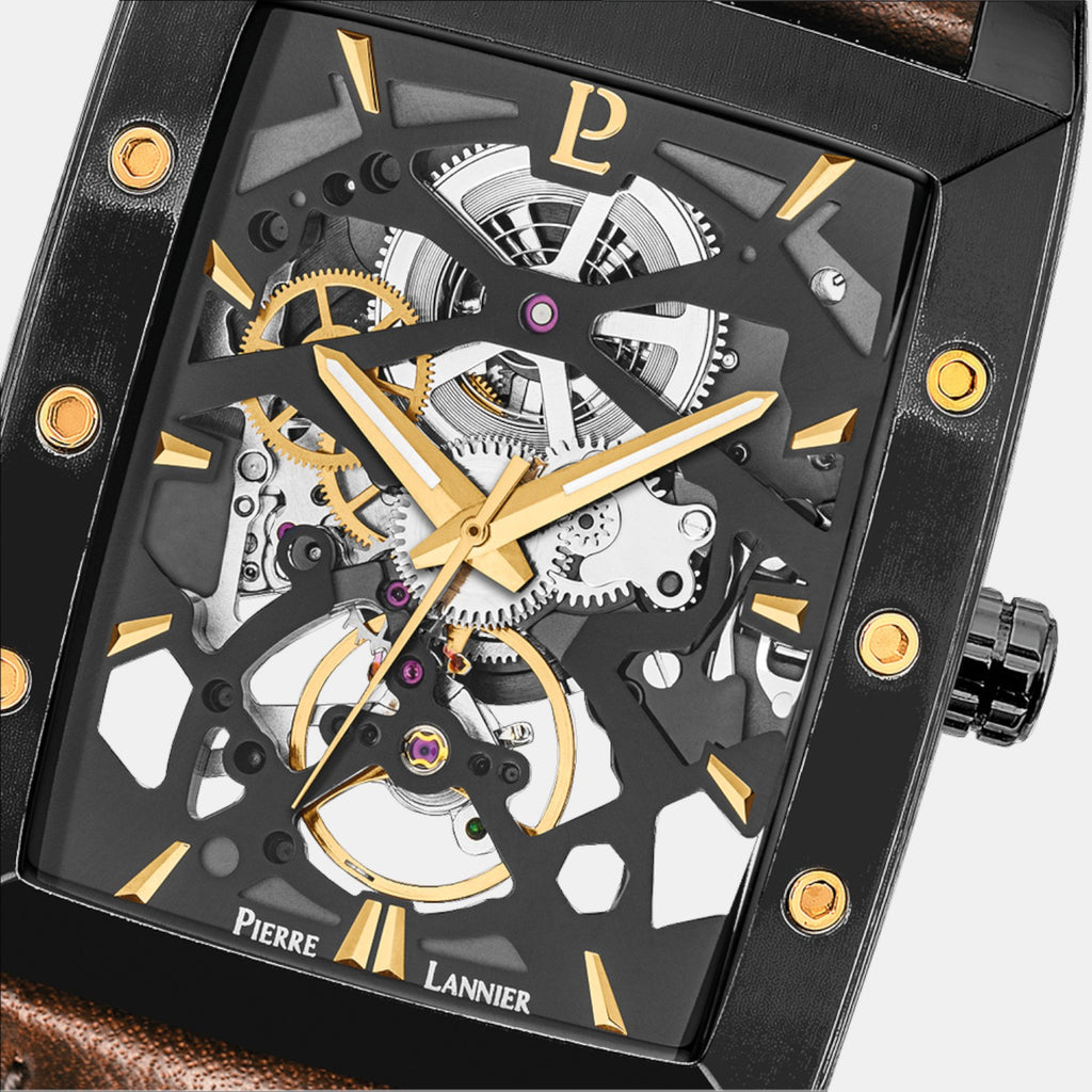 Pierre Lannier Hector Men Automatic Black Dial Analog Leather Watch 339A434-2