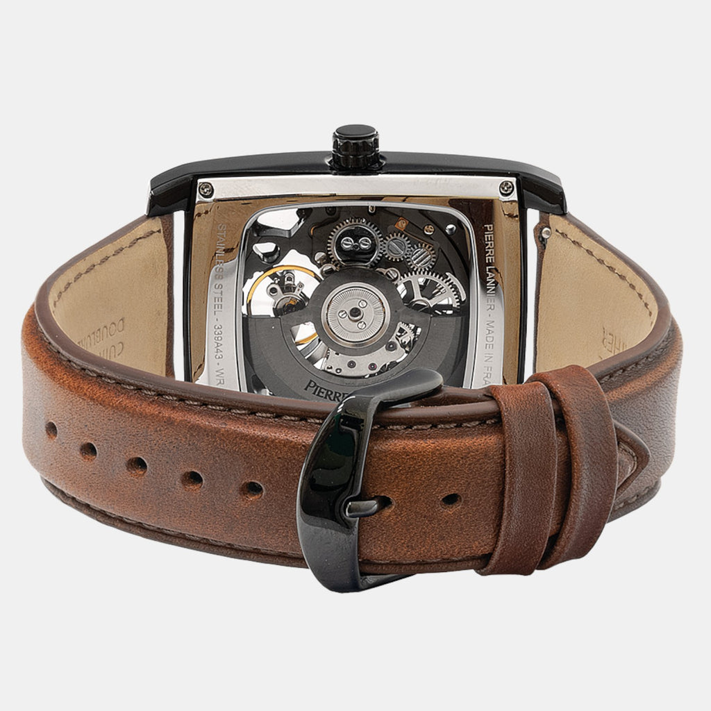 Pierre Lannier Hector Men Automatic Black Dial Analog Leather Watch 339A434-4