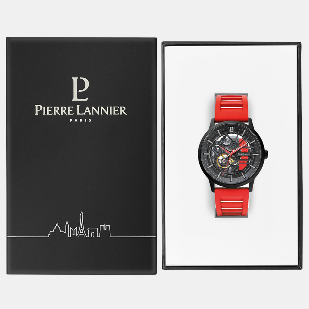 Pierre Lannier Paddock Men Automatic Black Dial Analog Rubber Watch 341A459-6