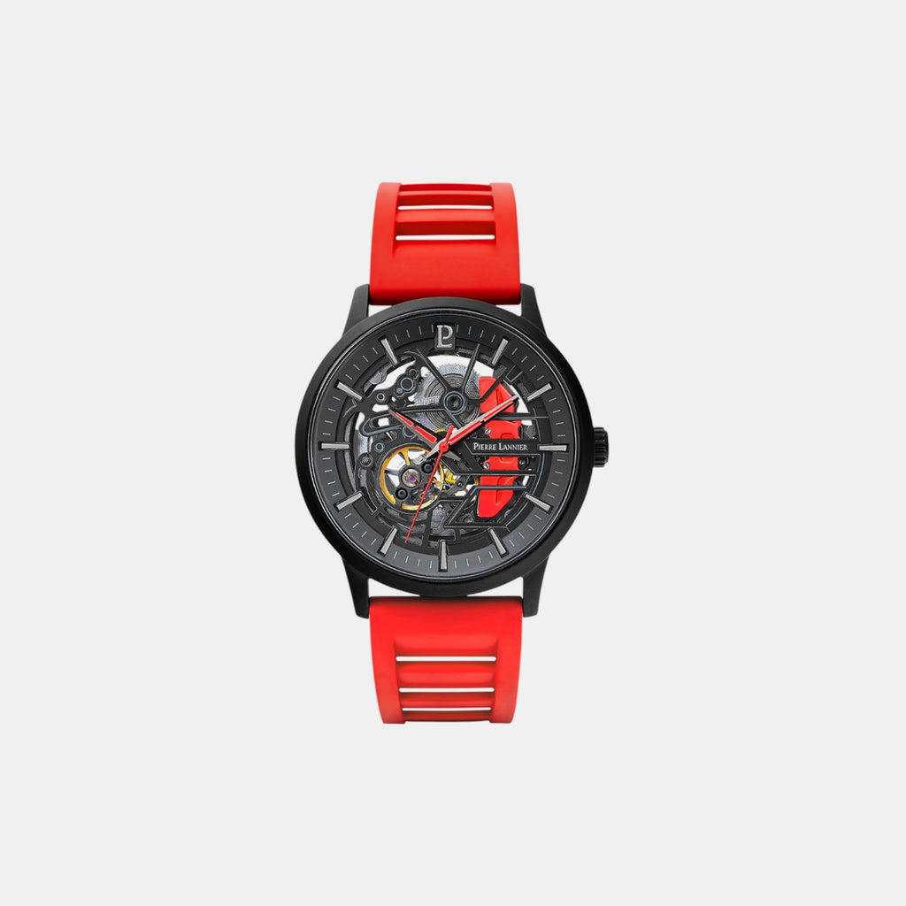 Pierre Lannier Paddock Men Automatic Black Dial Analog Rubber Watch 341A459-2