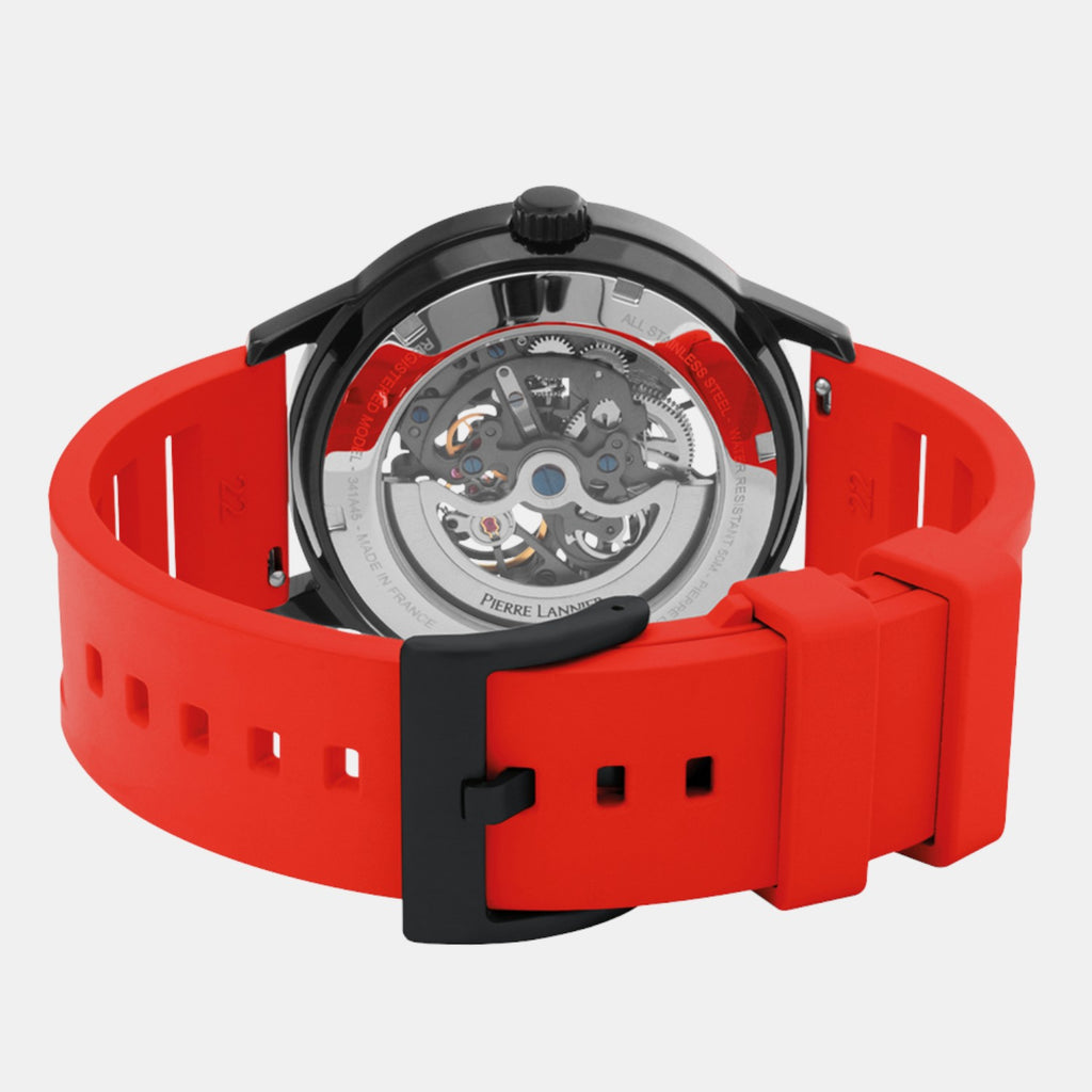 Pierre Lannier Paddock Men Automatic Black Dial Analog Rubber Watch 341A459-5