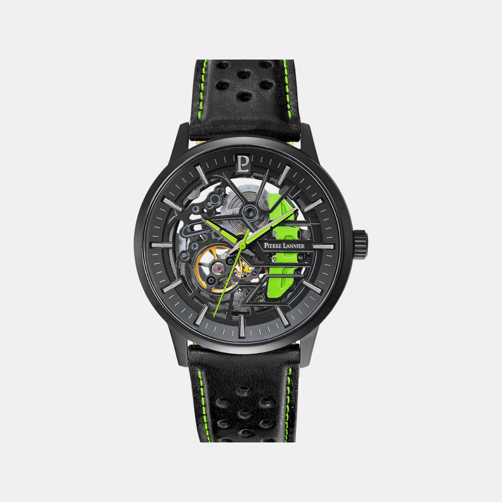 Pierre Lannier Paddock Men Automatic Black Dial Analog Leather Watch 341A477-1