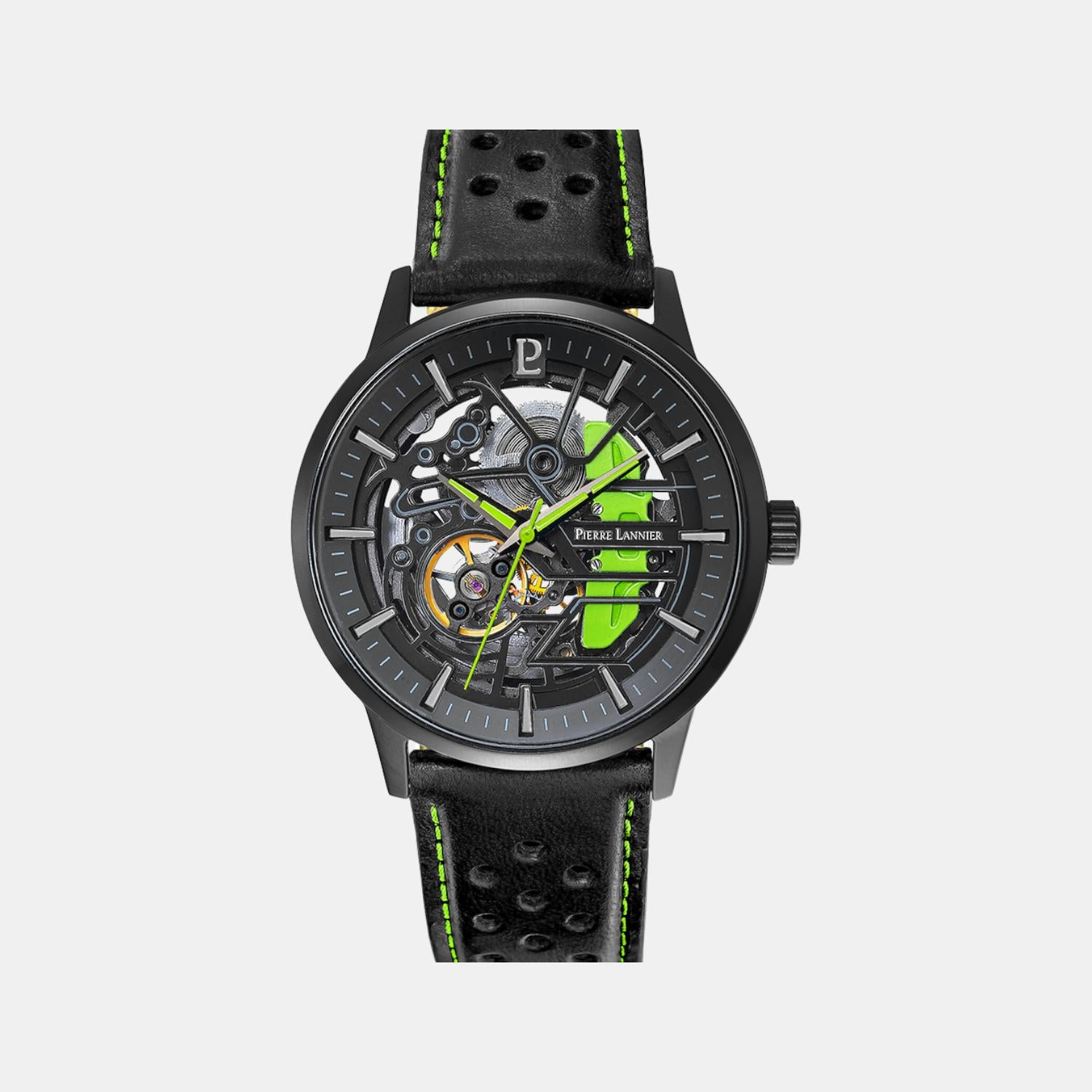 Pierre Lannier Paddock Men Automatic Black Dial Analog Leather Watch 341A477-1