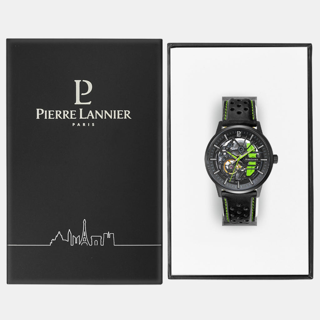 Pierre Lannier Paddock Men Automatic Black Dial Analog Leather Watch 341A477-5
