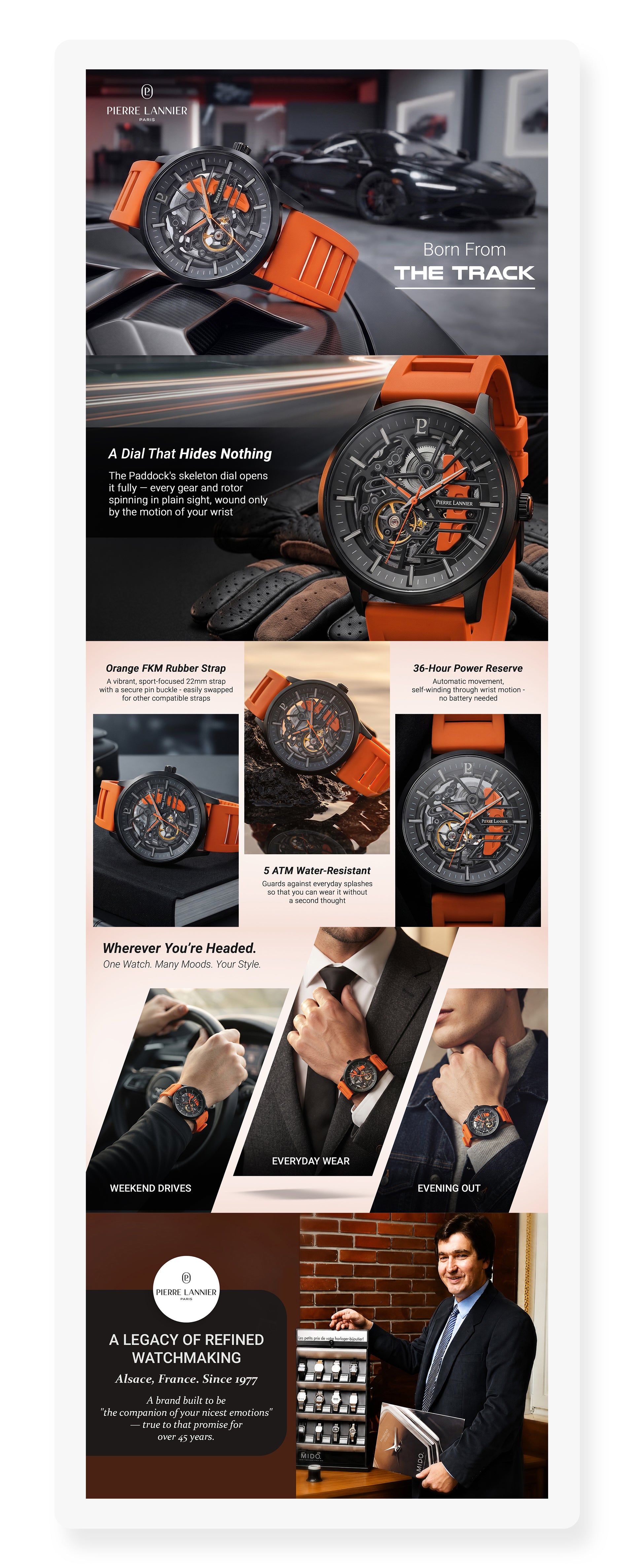 Paddock Men Automatic Black Dial Analog Rubber Watch 341A499