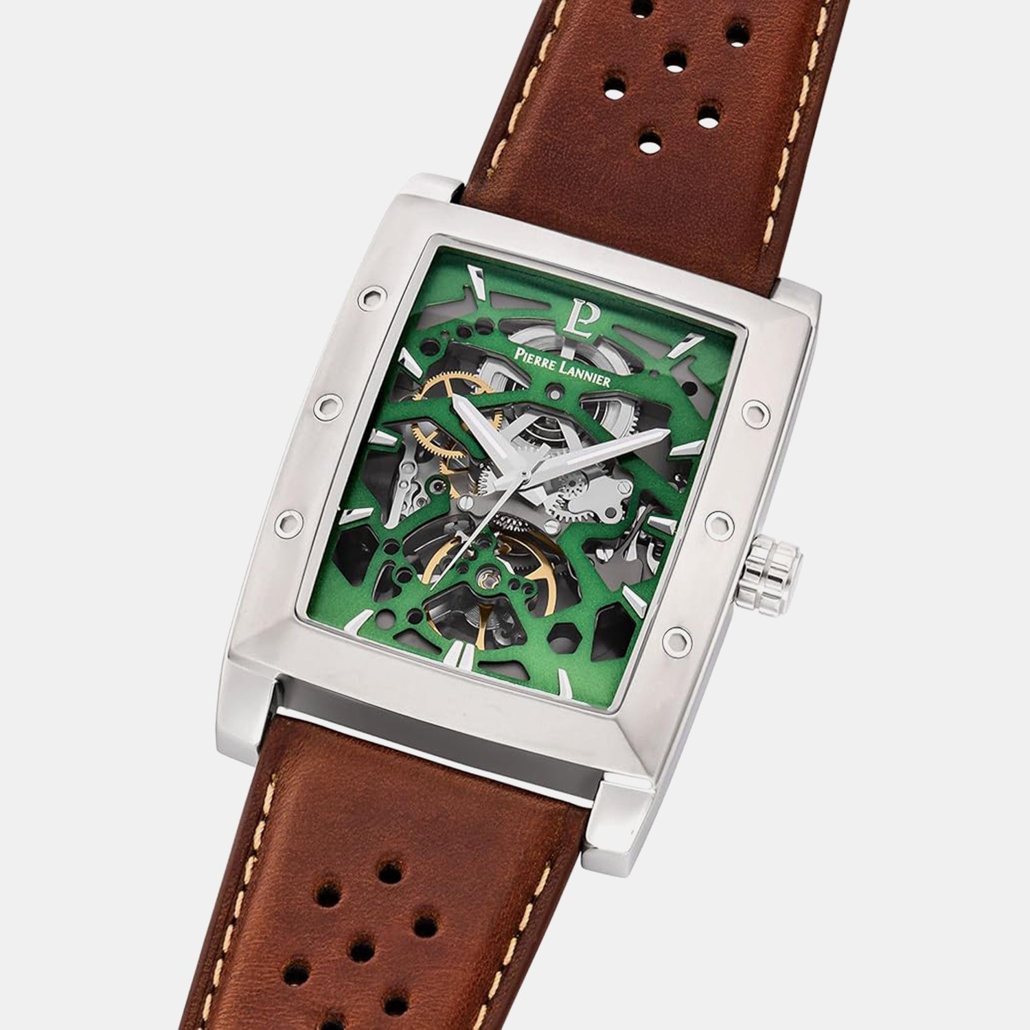 Hector Men Automatic Green Dial Analog Leather Watch 342A174