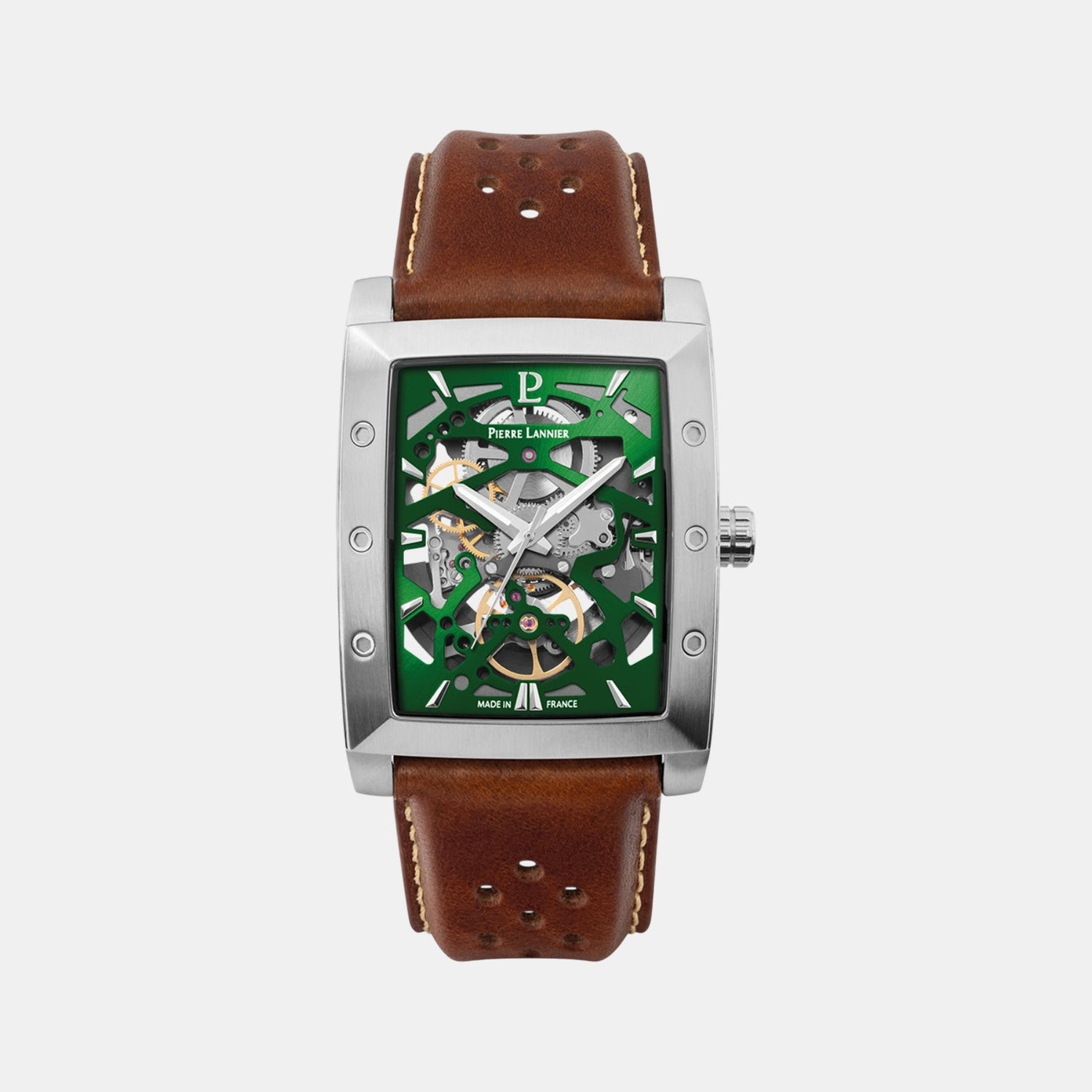 Hector Men Automatic Green Dial Analog Leather Watch 342A174